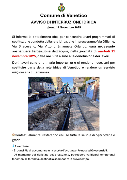 AVVISO di interruzione idrica